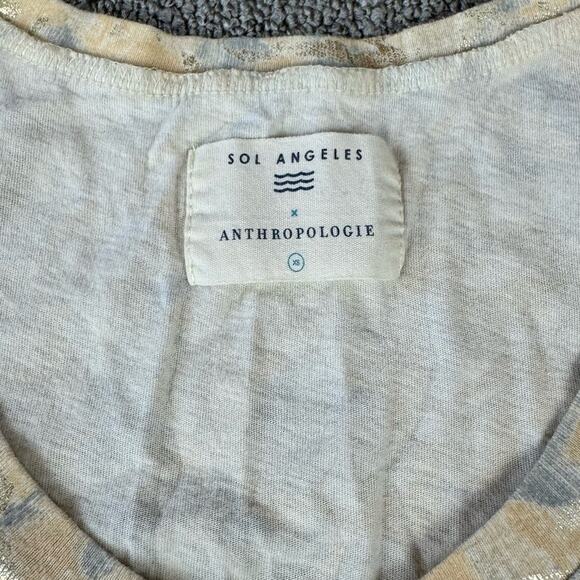 Sol Angeles x Anthropologie Shirt Short Sleeve V neck Metallic Gold Size XS - Picture 5 of 9